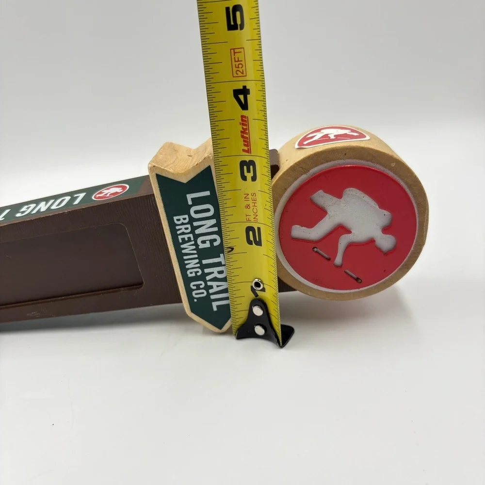 Long‎ Trail Brewing Co Hiker Logo Draft Beer Tap Handle Wood Brown Red Barware